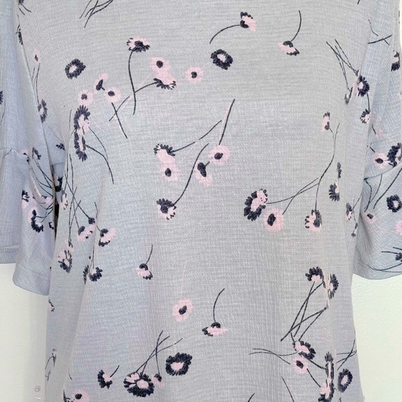 Lc Lauren Conrad Womens Blouse Floral Textured Thermal Tied Back Size Large - Picture 4 of 12
